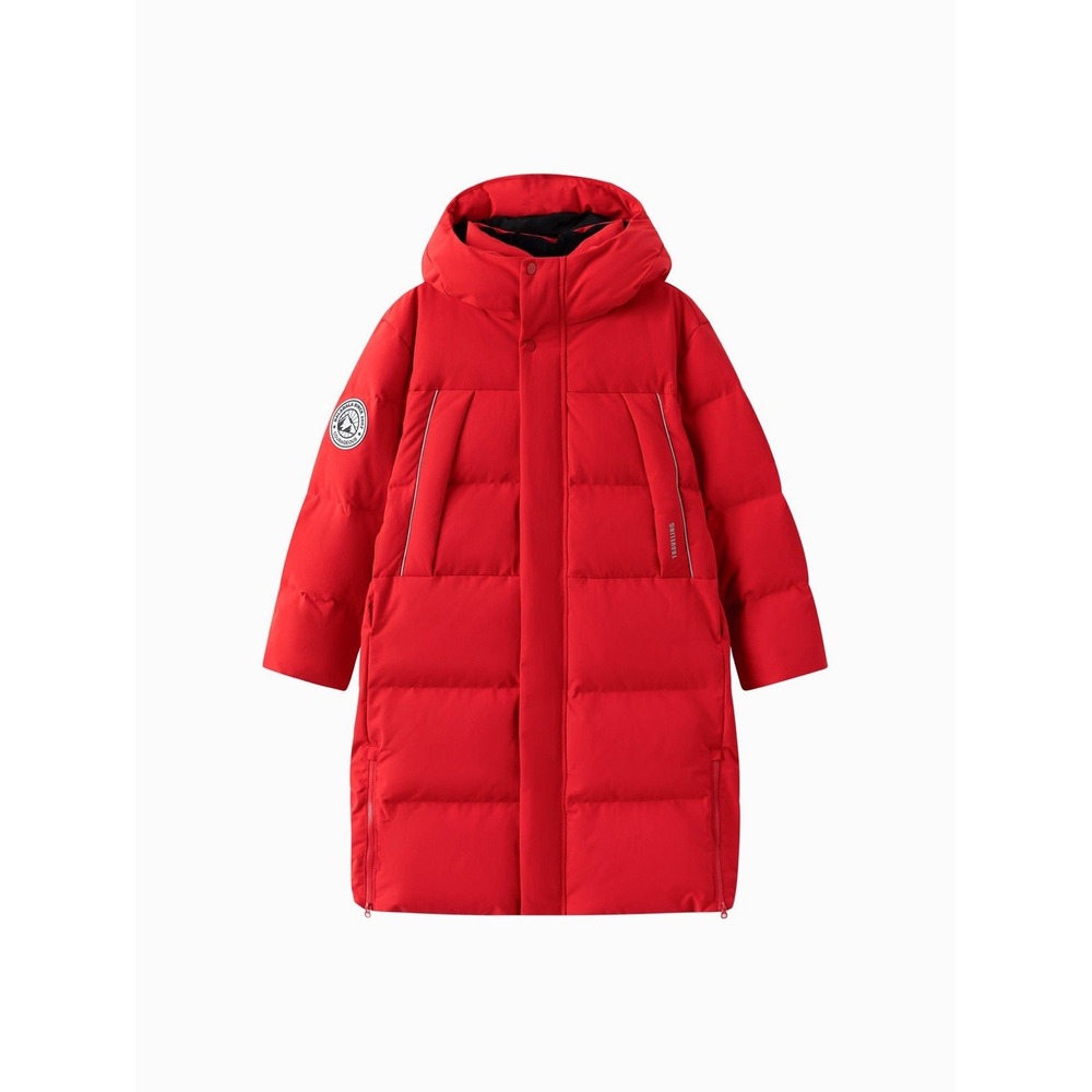 Unisex Child Reflective Patch Letter Print Down Long Jacket 7-8Y EUC